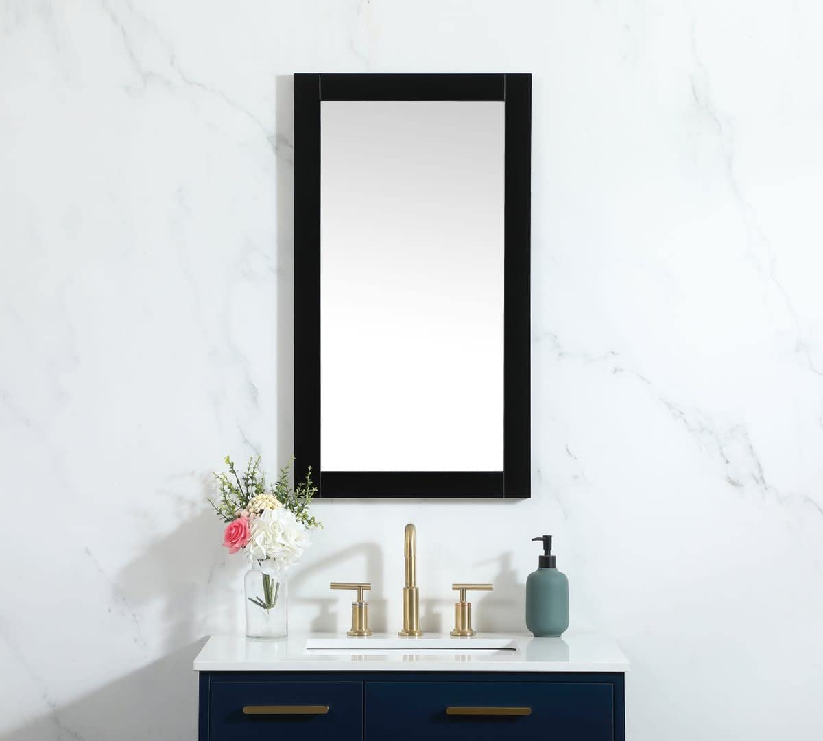 Alt View 1. Elegant Decor - Aqua rectangle vanity mirror 18 inch in White - White.