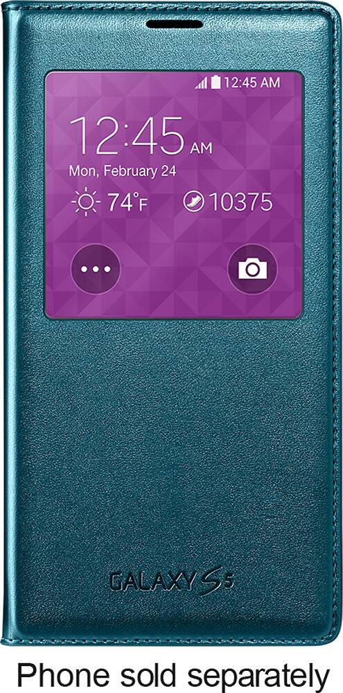 Front. Samsung - S-View Flip Cover for Samsung Galaxy S 5 Cell Phones - Green.