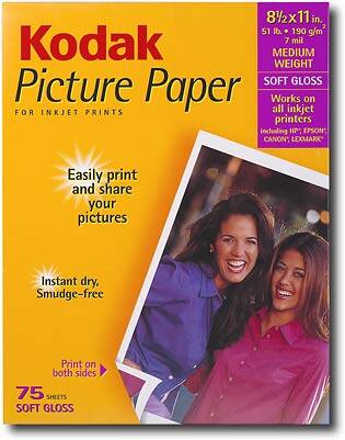 Front Standard. Kodak - 75-Pack 8.5" x 11" Soft-Gloss Picture Paper.