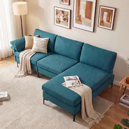 Costway - Modular Sectional Sofa with Storage & Charging Station, Chaise, Pillow Armrest - Turquoise