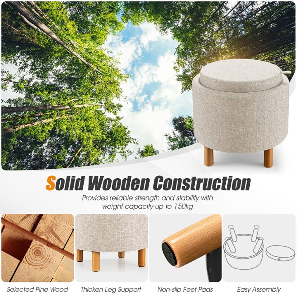 Solid Wooden Construction  
Provides reliable strength and stability with weight capacity up to 150kg  
Selected Pine Wood  
Thicken Leg Support  
Non-slip Feet Pads  
Easy Assembly