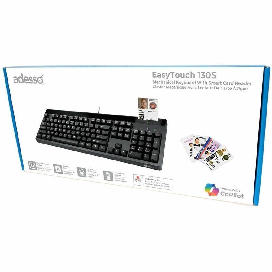adesso EasyTouch 130S Mechanical Keyboard With Smart Card Reader Clavier Mécanique Avec Lecteur De Carte à Puce

A A a D A - - - Repofrckes Neoe  . Sman w Seudes MAUtee - ue adesso ee RED/BOUGE navt, Repide Andurale. Lneer BIcI Sneae Govess - oe MN Works With CoPilot