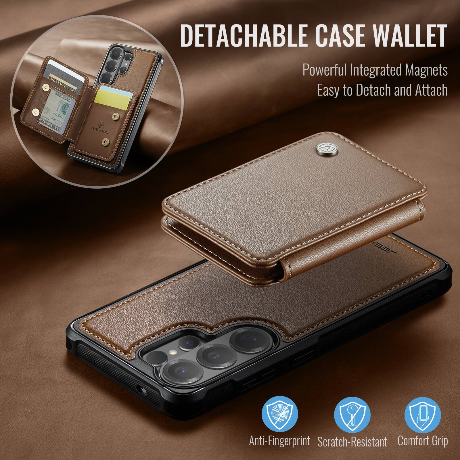 MESEIL DETACHABLE CASE WALLET  
Powerful Integrated Magnets  
Easy to Detach and Attach  
JC552  
Anti-Fingerprint  
Scratch-Resistant  
Comfort Grip