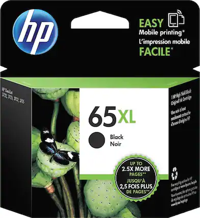 Front. HP - 65XL High-Yield Ink Cartridge - Black.