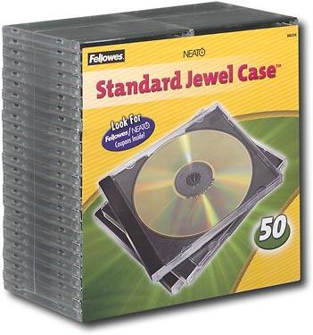 Angle Standard. Fellowes - 50-Pack Clear Jewel Cases - Clear.