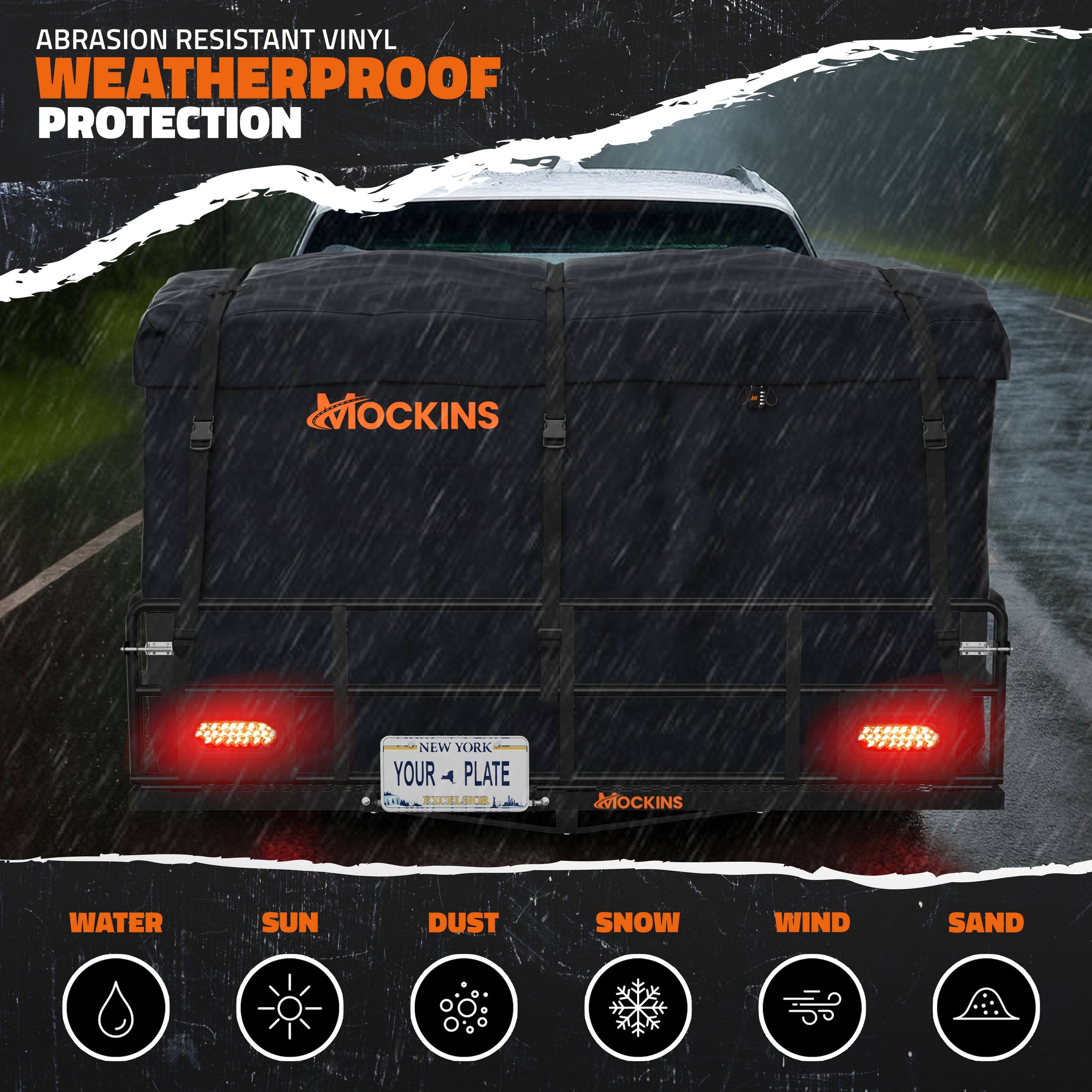 ABRASION RESISTANT VINYL  
WEATHERPROOF PROTECTION  

MOCKINS  

NEW YORK  
YOUR PLATE  

WATER  
SUN  
DUST  
SNOW  
WIND  
SAND