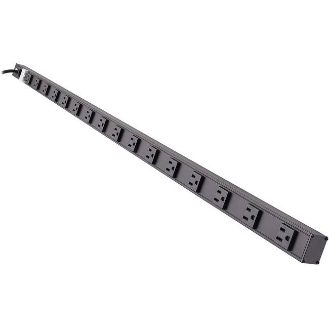 Front. Tripp Lite - Eaton Tripp Lite Series 16-Outlet Vertical Power Strip, 120V, 15A, NEMA 5-15P, 15 ft. (4.57 m) Cord, 48 in., Black - Black.
