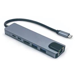Stock Preferred - 6-in-1 USB-C Hub Adapter - Gray
