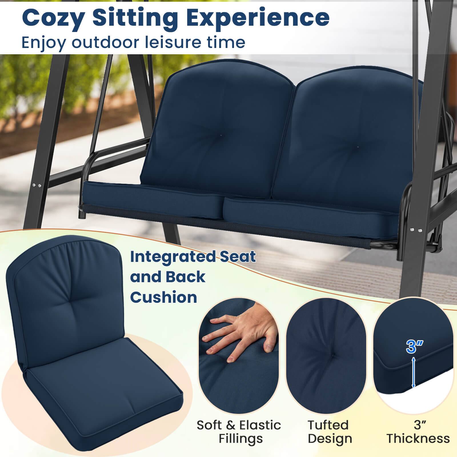 Cozy Sitting Experience
Enjoy outdoor leisure time
Integrated Seat and Back Cushion
Soft & Elastic Fillings
Tufted Design
3" Thickness