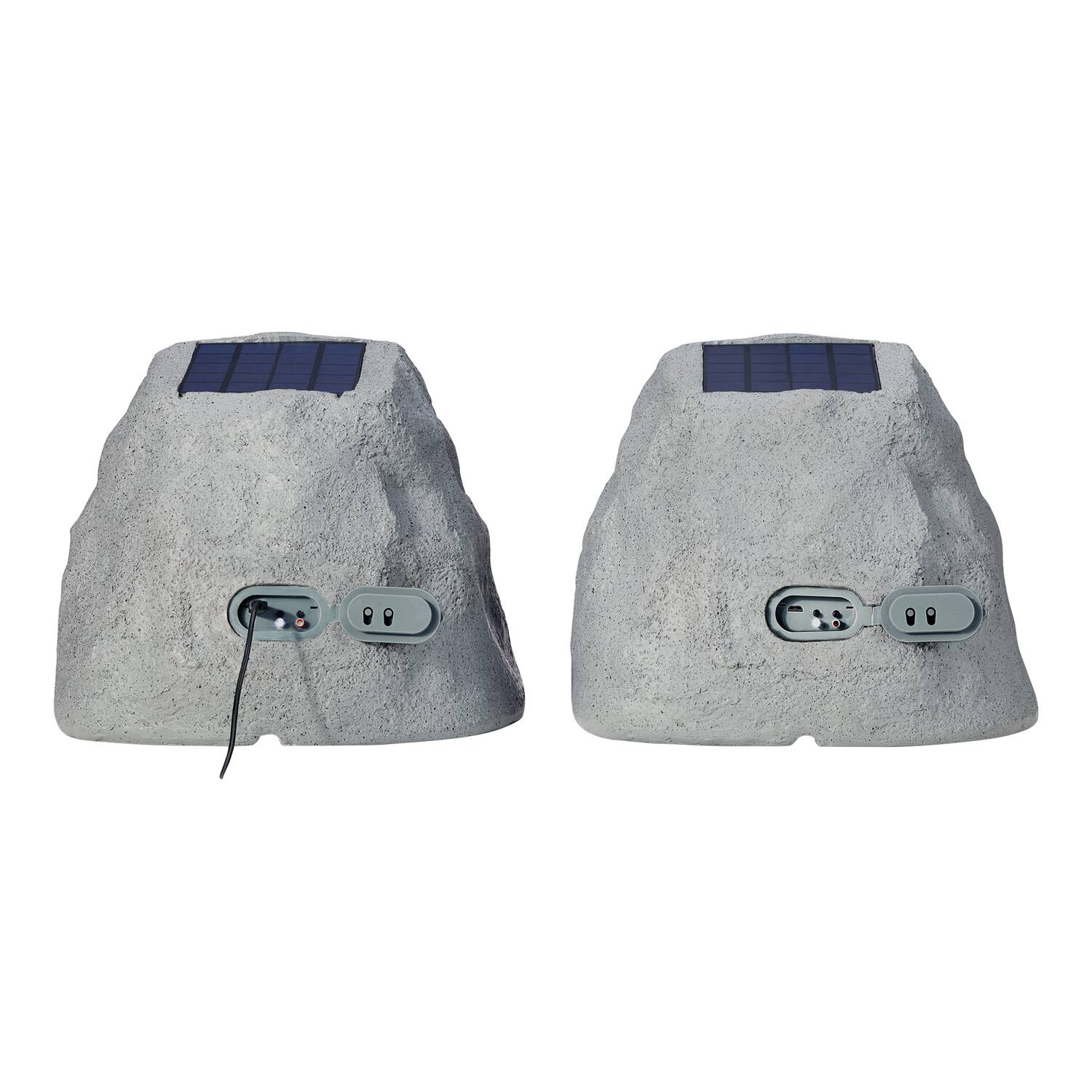 Alt View 1. Gemini - Gemini Ghrk-500ltms-pr Ghrk-500ltms Solar Bluetooth Tws 30-watt-peak Outdoor Rock Speaker With Led Lighting (2 Pack) - Gray.