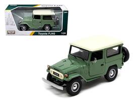 Toyota FJ40 Medium Green 1/24 Diecast Model Car by Motormax - Green, Cream
