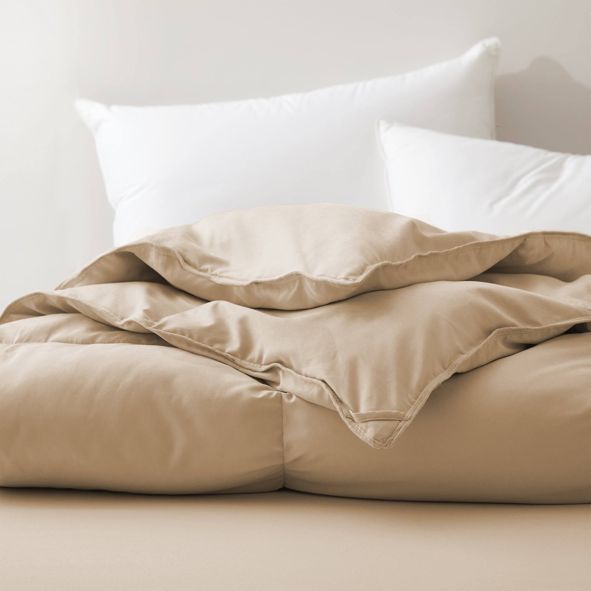 Back. Peace Nest - Peace Nest All-Season Medium Warmth White Goose Feather Down Fiber Comforter Duvet Insert, Ginger Root, King - Ginger Root.