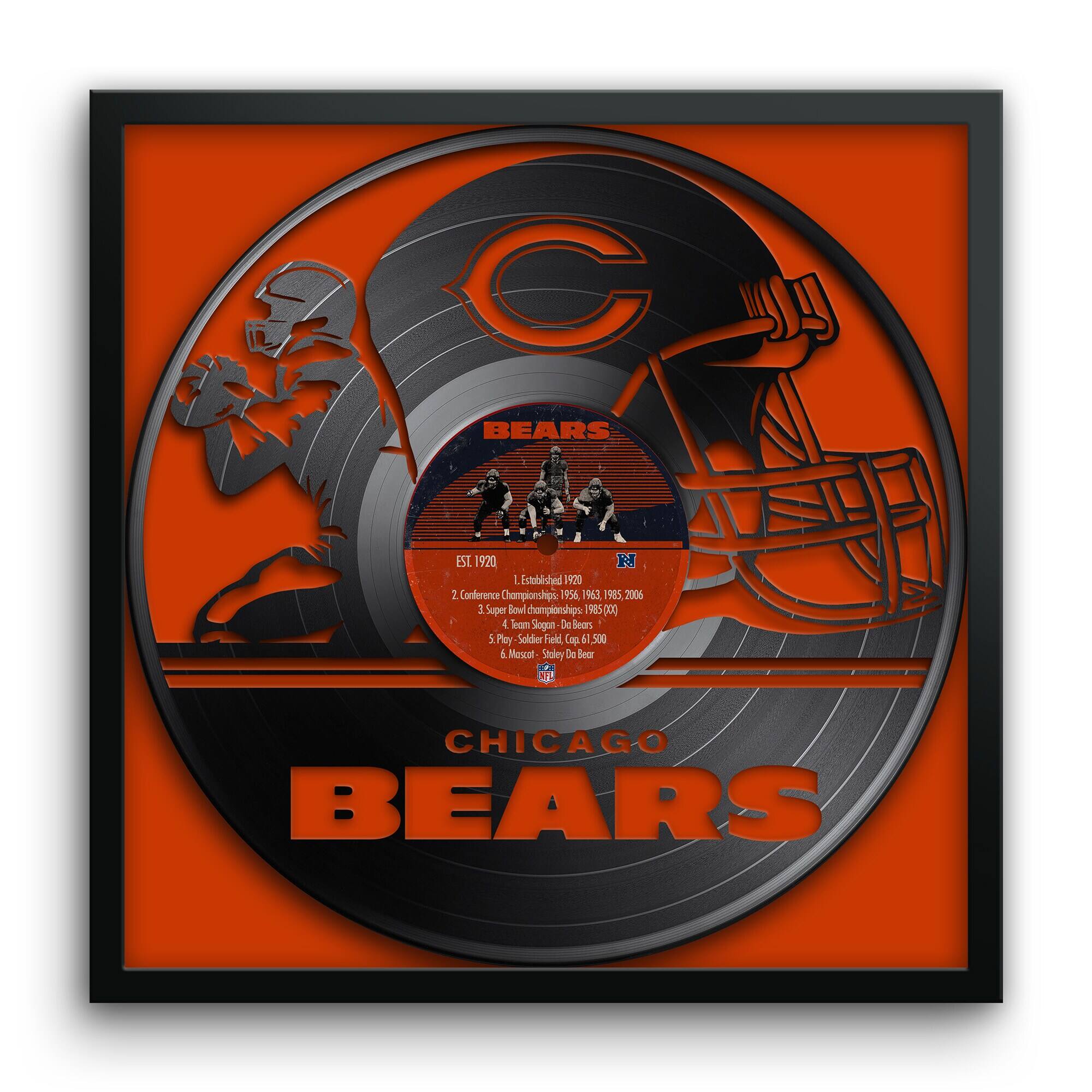 Sporticulture - Chicago Bears Framed 13" x 13" Vinyl Record Art Print - Orange