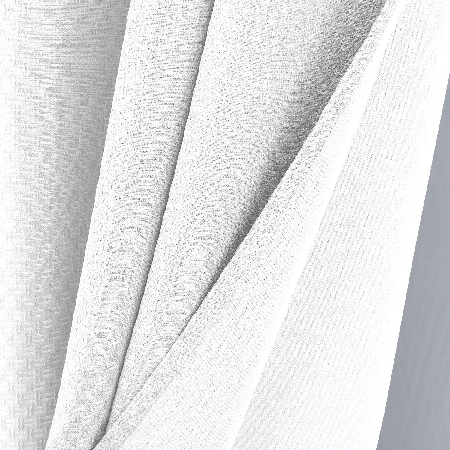 Alt View 1. Olivia Gray - Olivia Gray 100% Polyester 250 GSM Basket Weave Ian Luxury Jacquard Blackout Grommet Curtain Panel 54" x 90" White - White.