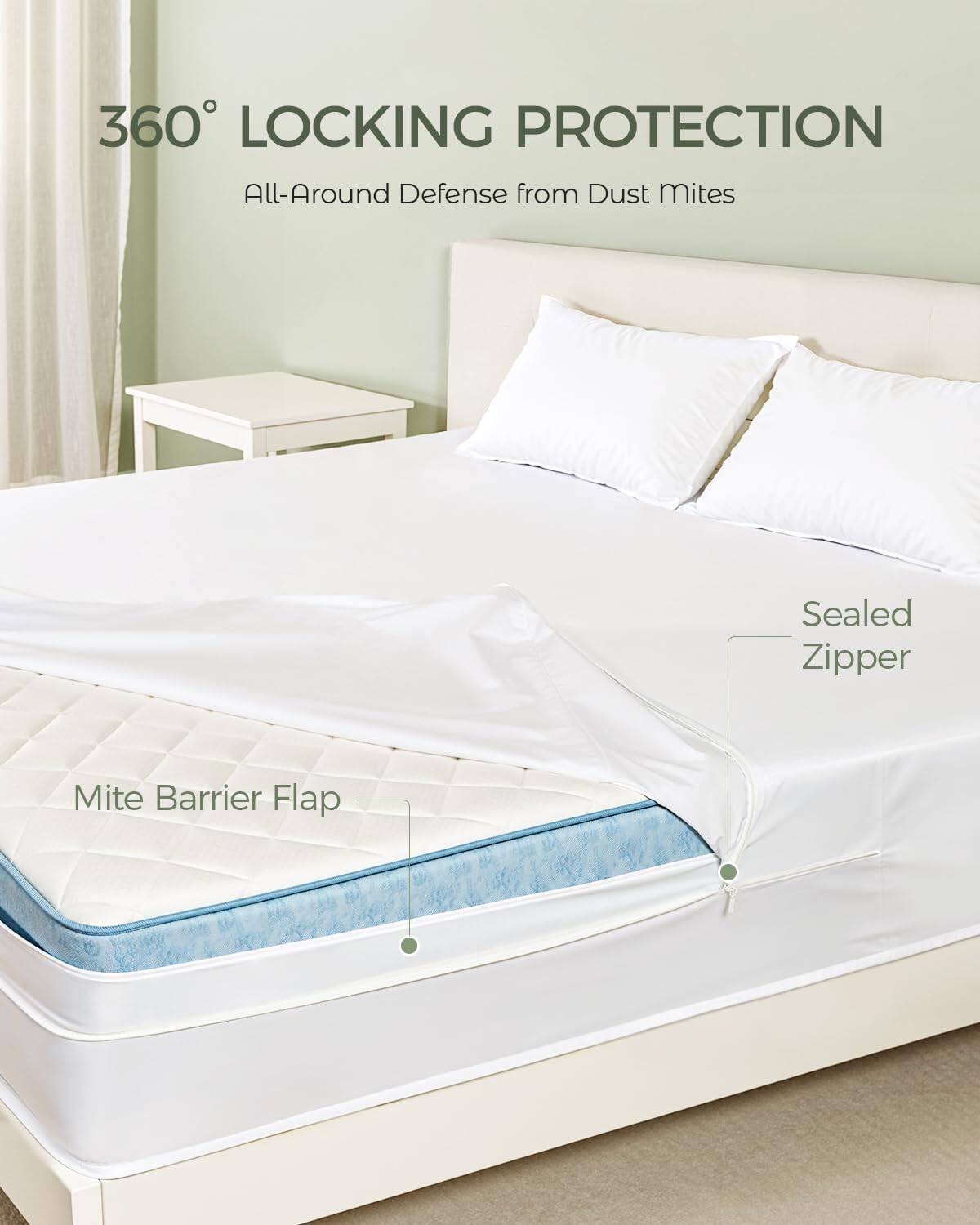 360° LOCKING PROTECTION  
All-Around Defense from Dust Mites  

Sealed Zipper  
Mite Barrier Flap