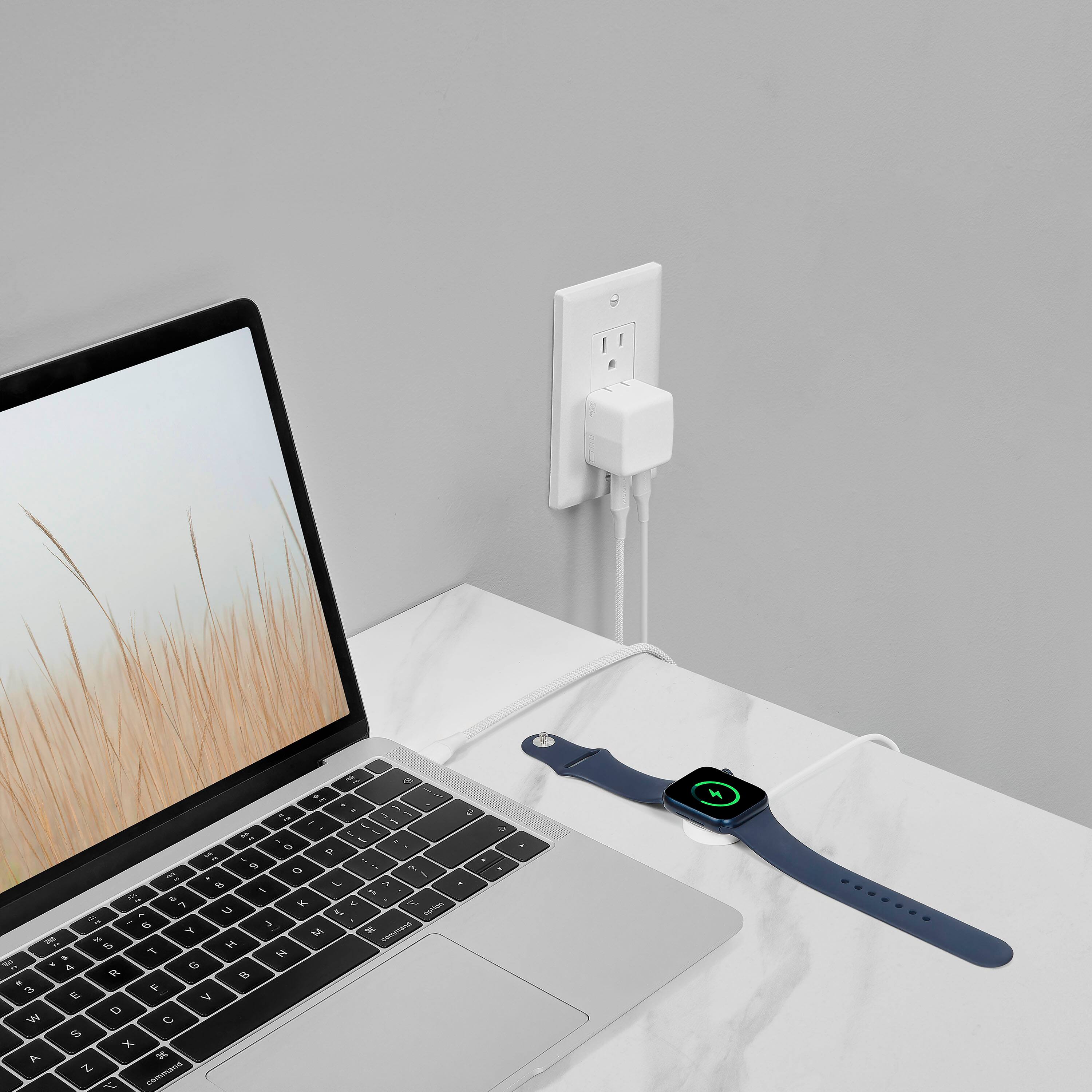 Alt View 16. Insignia™ - 35W Dual USB-C Port Wall Charger for MacBook Pro, iPad, iPhone, Apple Watch, Samsung Smartphones & More - White.