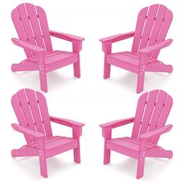 Gymax - 4PCS Kid's Adirondack Chair All-Weather HDPE Toddler Lawn Chair w/ Ergonomic Design - Pink
