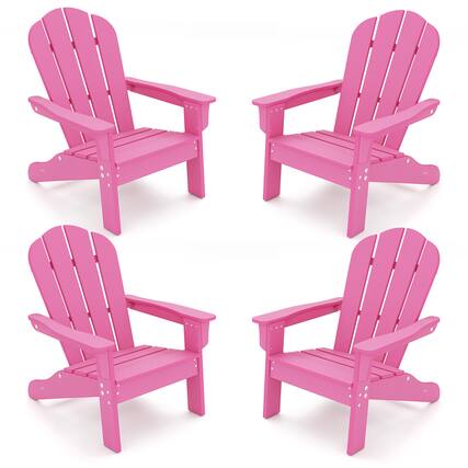 Front. Gymax - Gymax 4PCS Kid's Adirondack Chair All-Weather HDPE Toddler Lawn Chair w/ Ergonomic Design Pink - Pink.