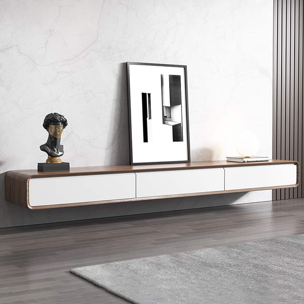 POVISON - Floating TV Stand - White & Brown