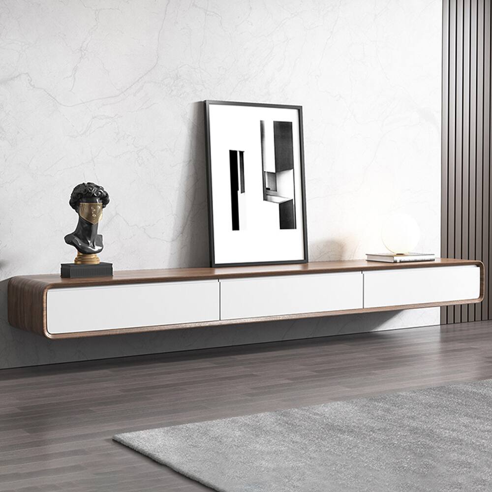 POVISON - Floating TV Stand - White & Brown