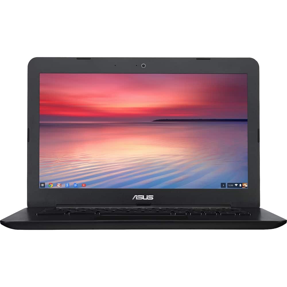 Front. ASUS - C300SA 13.3" Chromebook - Intel Celeron - 4GB Memory - 16GB eMMC Flash Memory - Cool black.