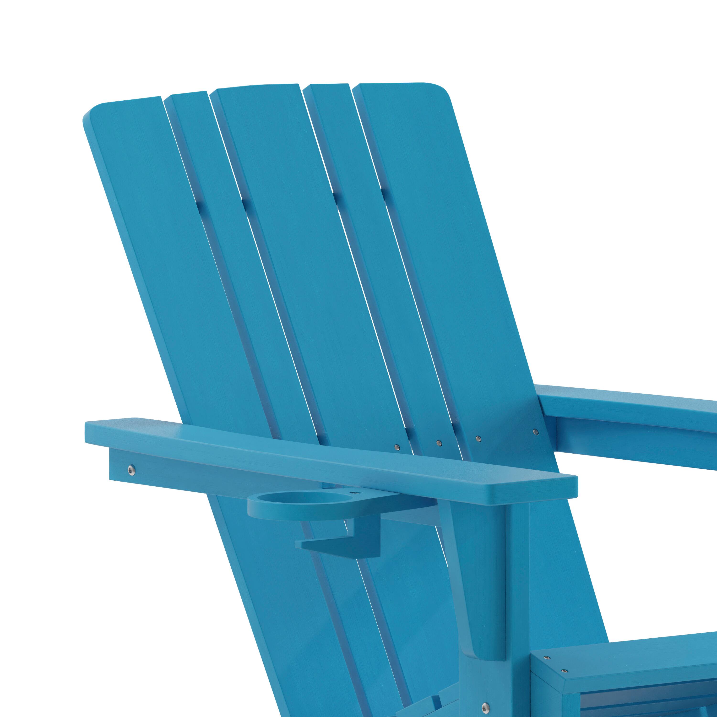 Alt View 10. Emma + Oliver - Haley Adirondack Rocking Chair with Cup Holder, Weather Resistant HDPE Adirondack Rocking Chair - Blue.