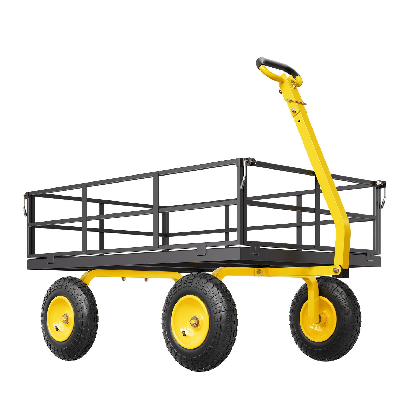 Alt View 5. VEVOR - 1200 Lbs Steel Garden Cart, Heavy Duty Pullable Garden Wagon Yard Cart, 2 in 1 Outdoor Metal Utility Wagon Yard Trailer - Yellow;Black.