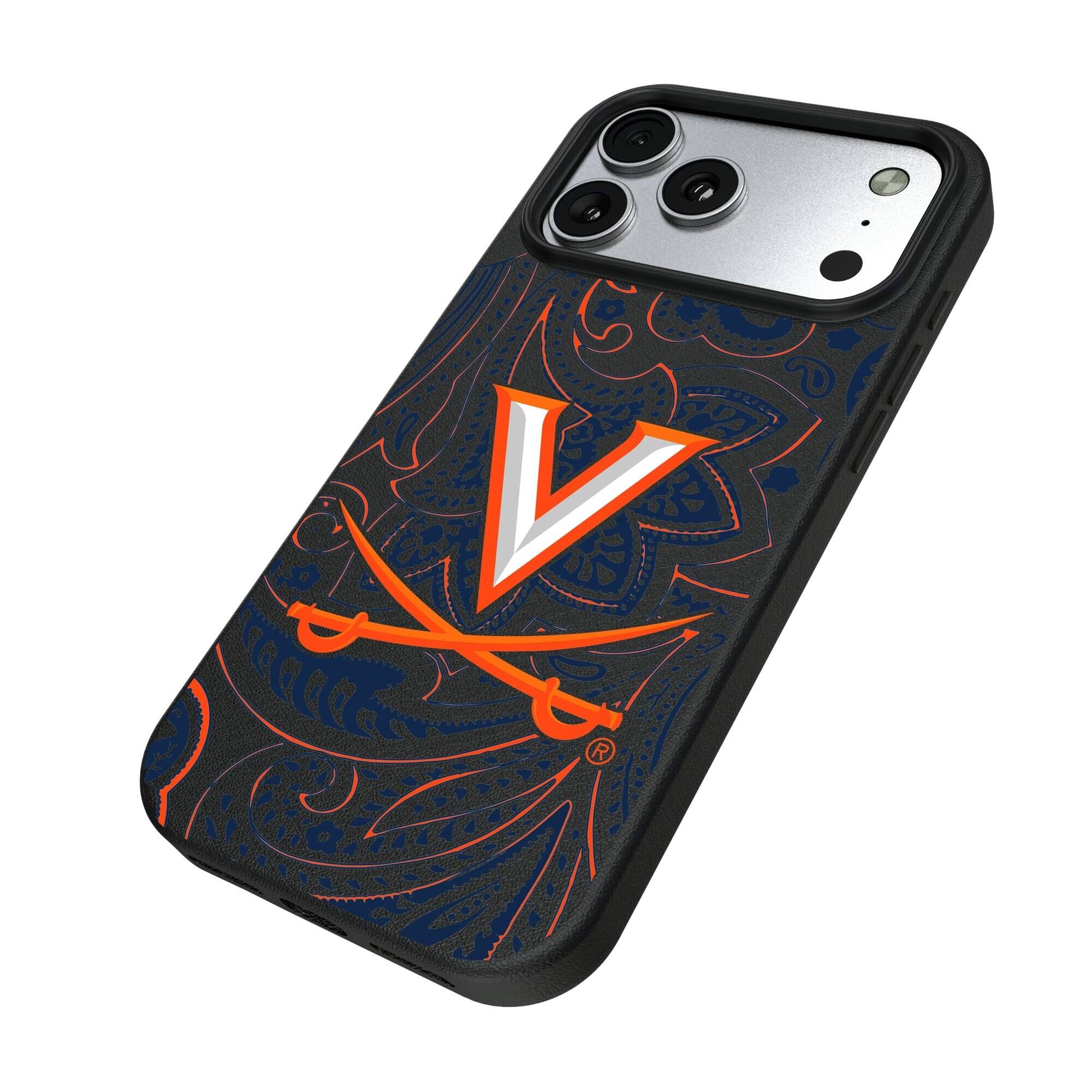 Alt View 1. Keyscaper - Virginia Cavaliers Paisley iPhone Magnetic Bump Case - 15 - Black.