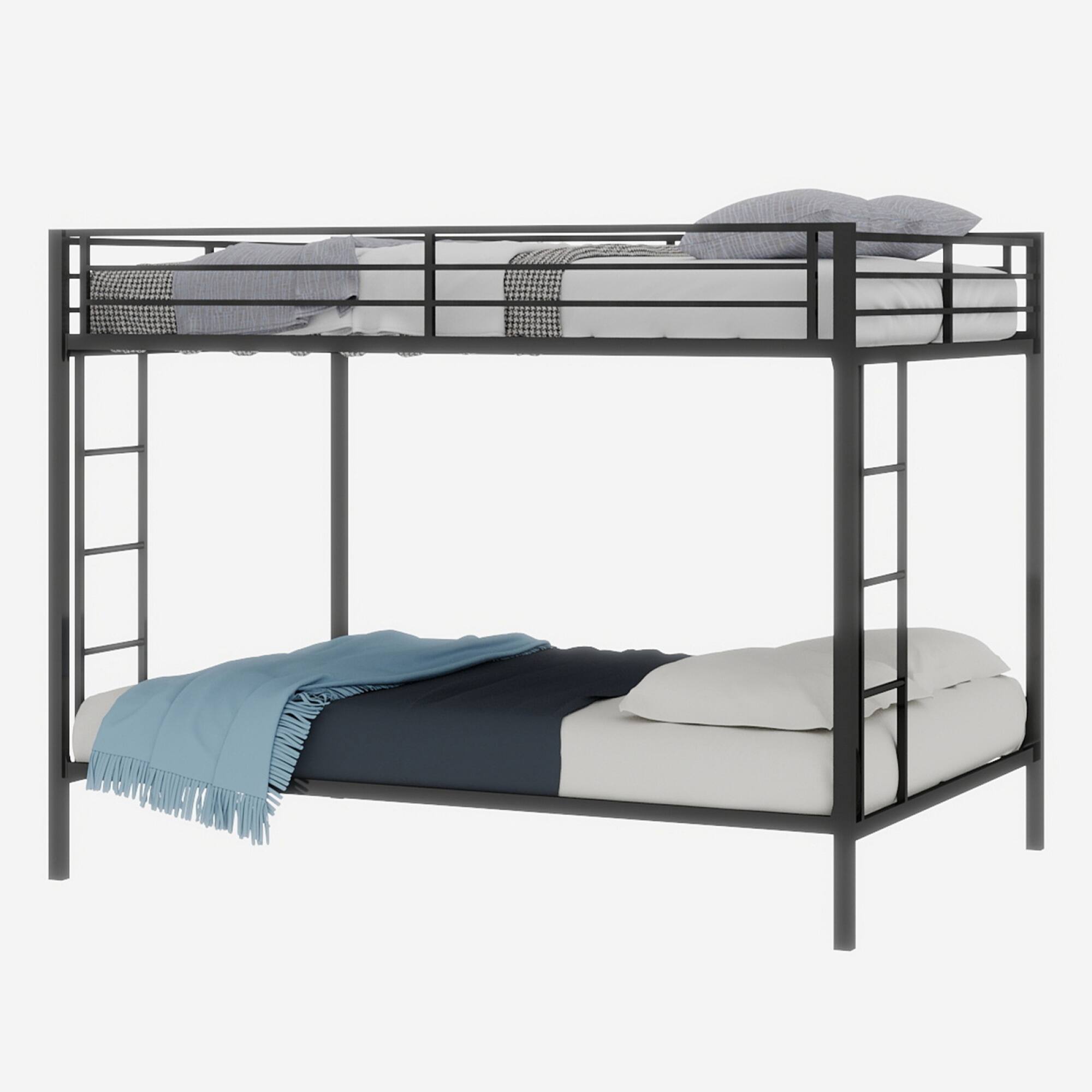 Alt View 1. GOODSILO - Multi-Functional Full Size Metal Bunk Bed with Robust Square Tube Frame for Space Optimization - Black.