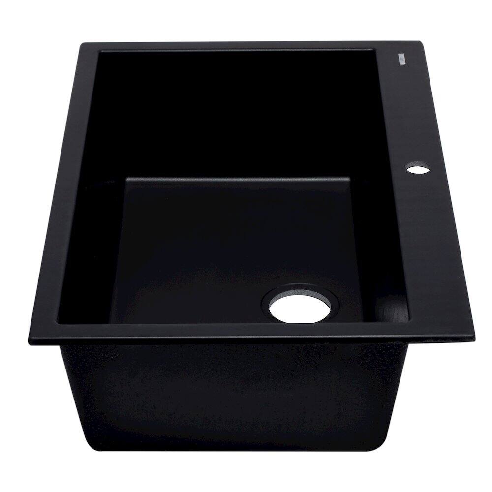 Alt View 4. Alfi - ALFI brand Black 33 Single Bowl Drop In Granite Composite Kitchen Sink - Black.