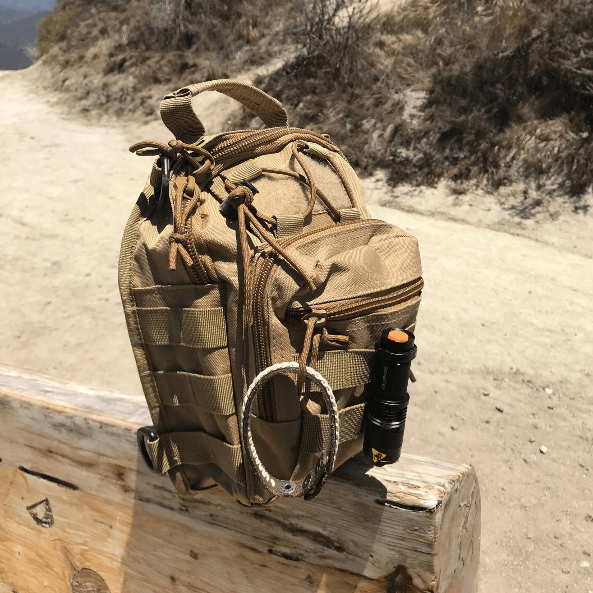 Alt View 2. JupiterGear - Tactical Military Sling Backpack Shoulder Bag Molle Outdoor Daypack Backpack with Adjustable Strap - Khaki.