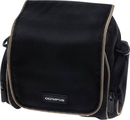 Front Standard. Olympus - Bundle Nylon Digital Camera/Camcorder Case (Black with Tan Trim).