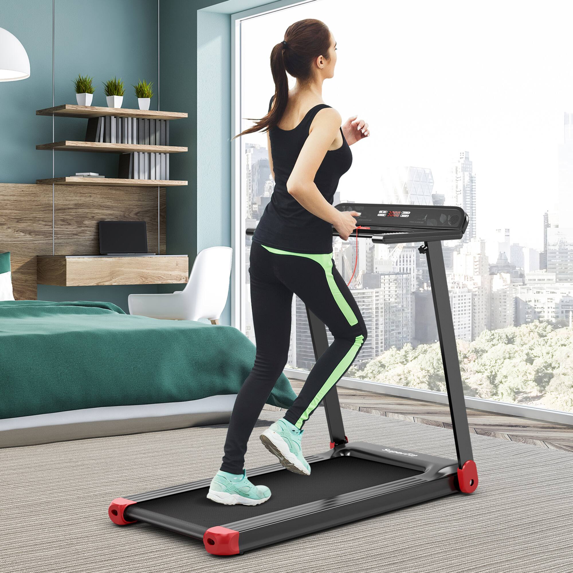 Alt View 3. Gymax - Gymax Electric Folding Treadmill Portable Cardio Running Machine w/ APP Control Red - Red.