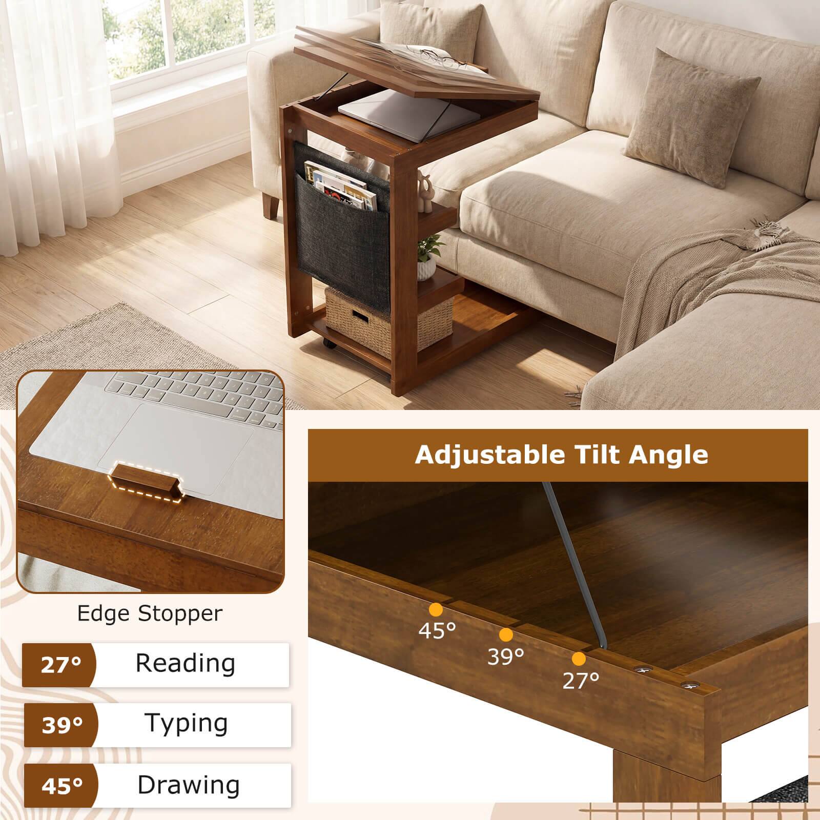 Adjustable Tilt Angle

Edge Stopper

27° Reading

39° Typing

45° Drawing