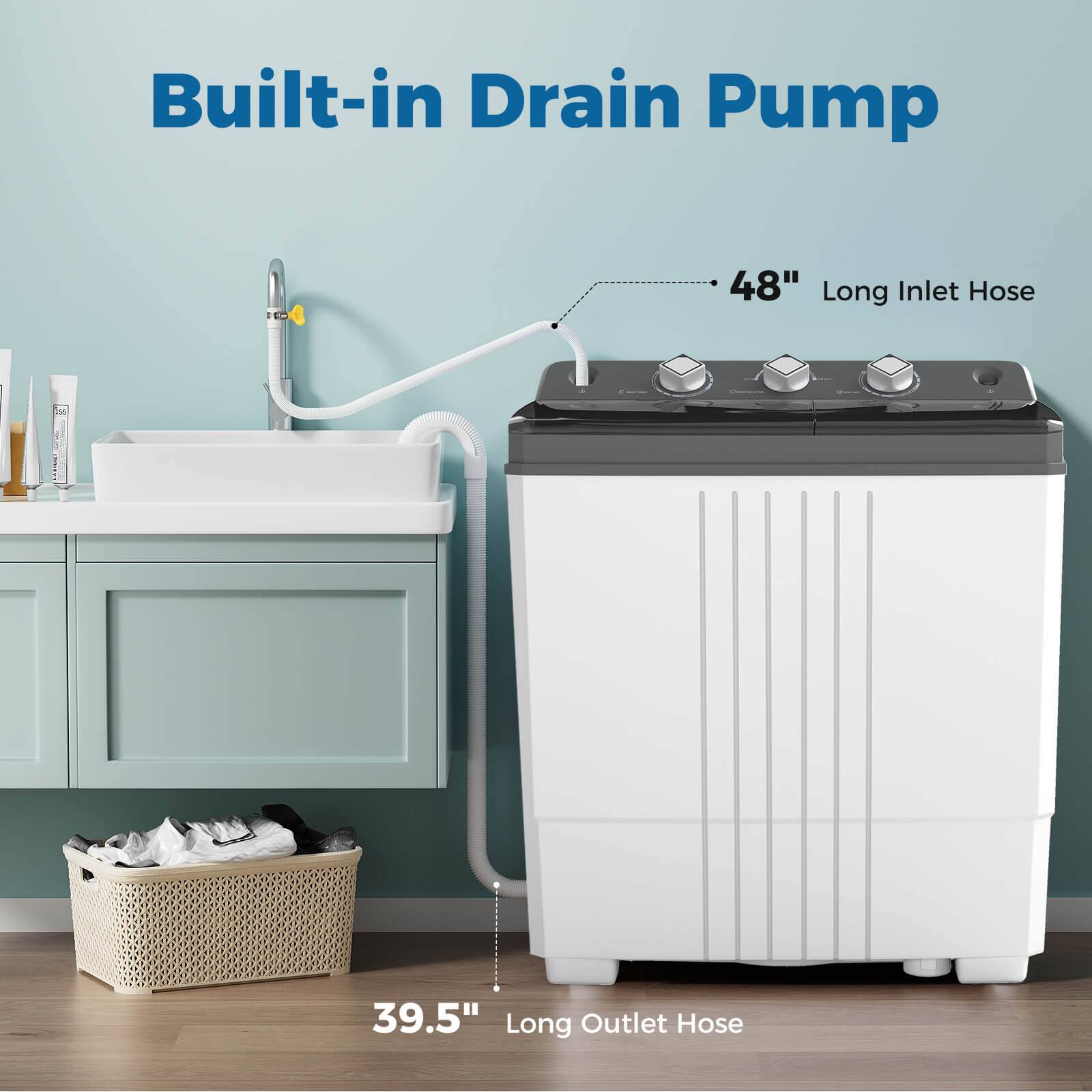 Built-in Drain Pump  
48" Long Inlet Hose  
39.5" Long Outlet Hose