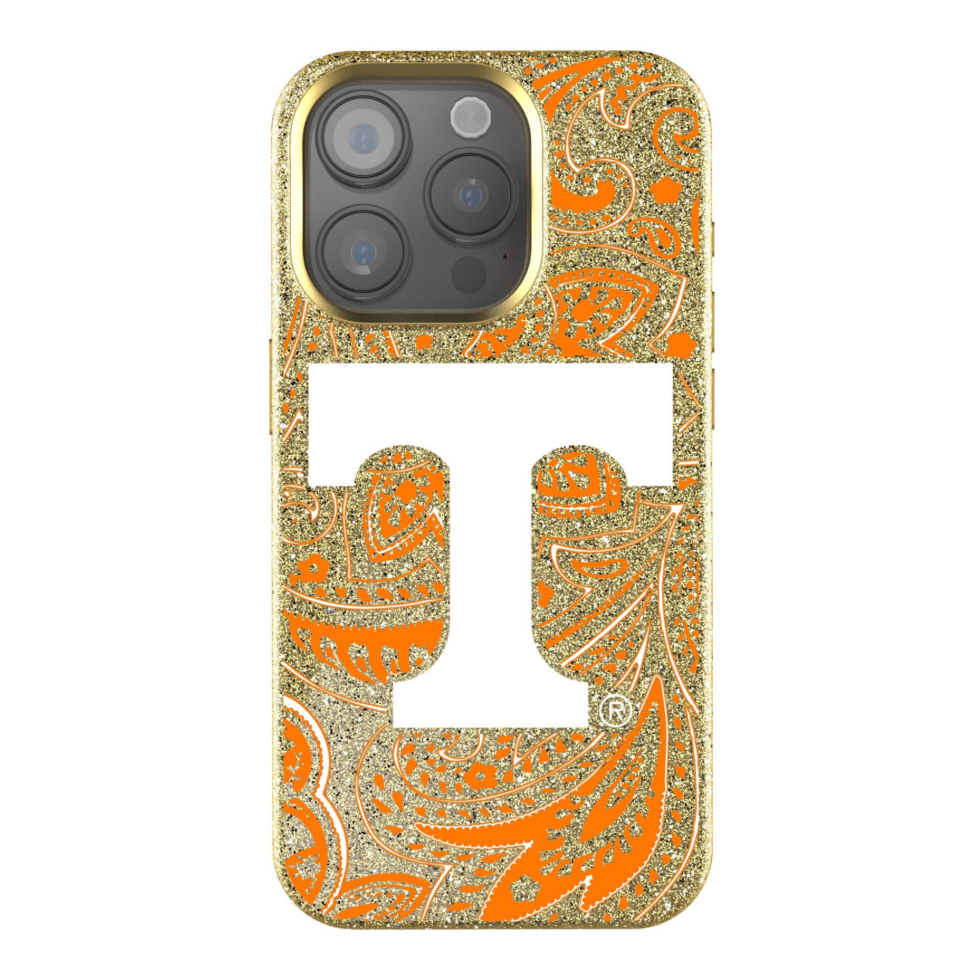 Keyscaper - NCAA - Tennessee Volunteers Paisley Bling iPhone Case - 15 Pro Max - Gold