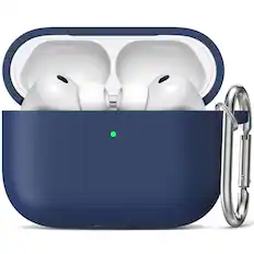 Front. Entronix - Entronix Case Compatible with AirPods Pro 3rd Gen - Soft-Touch Liquid Silicone - Navy Blue.