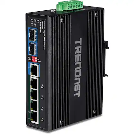 TRENDNET Industrial Gigabit 4-Port PoE+ Switch
Model: THUPGG2
Ports:
- PW1, PW2, EAR
- F1, F2
- T5, T4, T3, T2
- P4, P3, P2, P1
- SPO, UNK
Indicators:
- SOM, NY, IN, Ng, P5, SOCOM