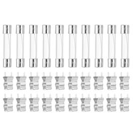 Unique Bargains - Glass Tube Fuses, 6x30mm 30A 250V Quick Fast Blow Glass Cartridge Tube Fuse with 20pcs Safety Clip 10pcs