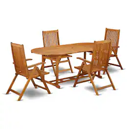 East West Furniture - Wooden Patio Set Natural Oil - Brown