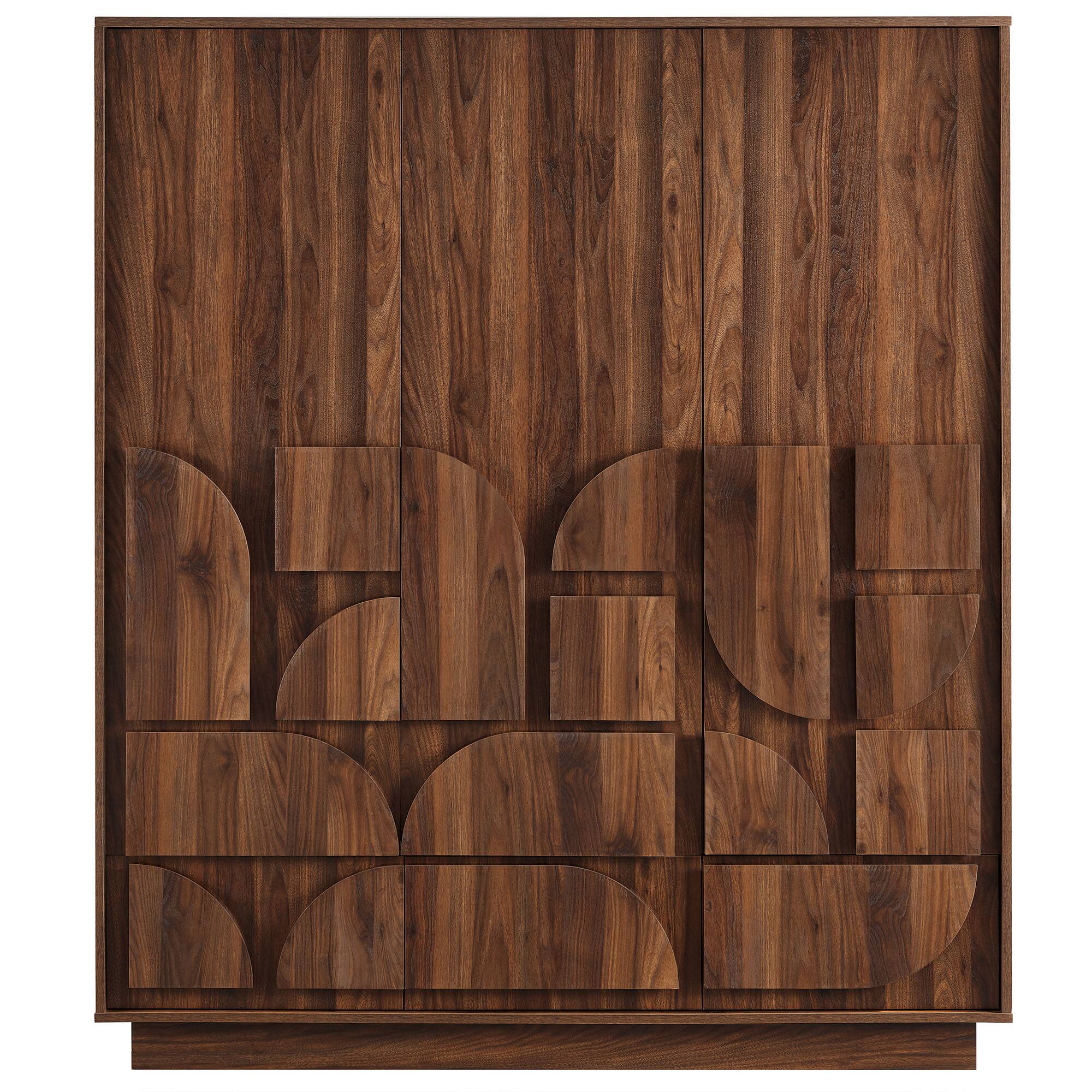 Alt View 5. Modway - Bulwark 3-Door Wardrobe Closet by Modway - Walnut.