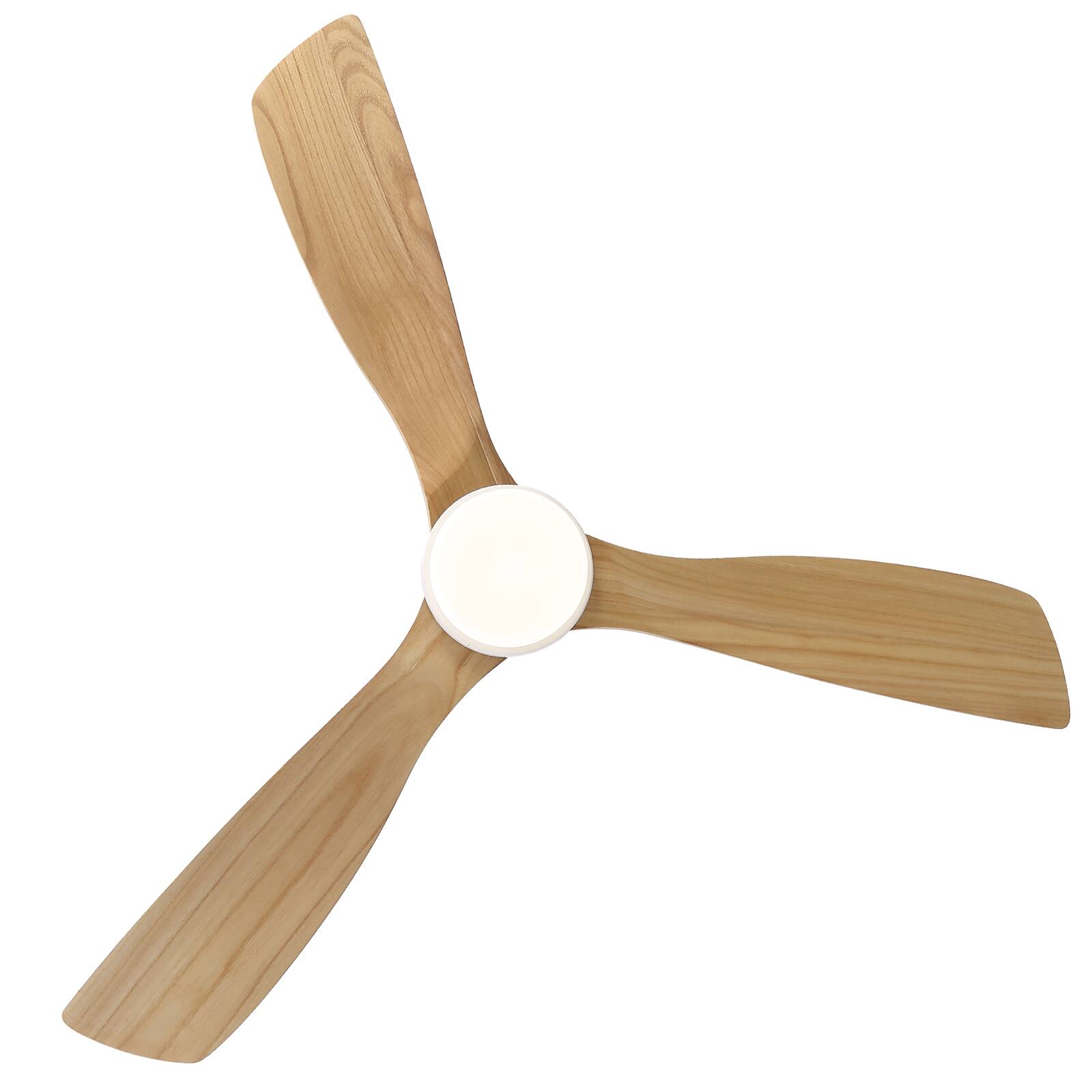 Alt View 1. Sofucor - 52'' Smart Flush Mount Ceiling Fan With Integrated LED Light Voice & App & Remote Control for Bedroom/Farmhouse/Outdoor - White-Bruley Wood.