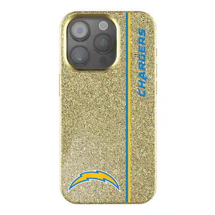 Front. Keyscaper - Los Angeles Chargers iPhone Bling Case - 14 - Gold.