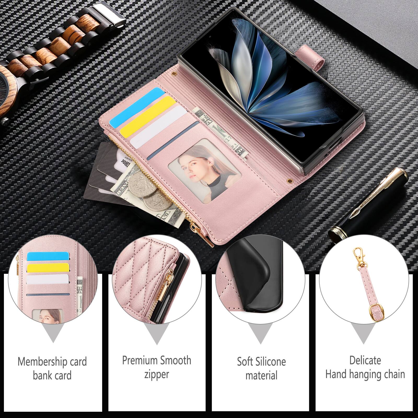 24 J0H INE I Membership card bank card Premium Smooth zipper Soft Silicone material Delicate Hand hanging chain