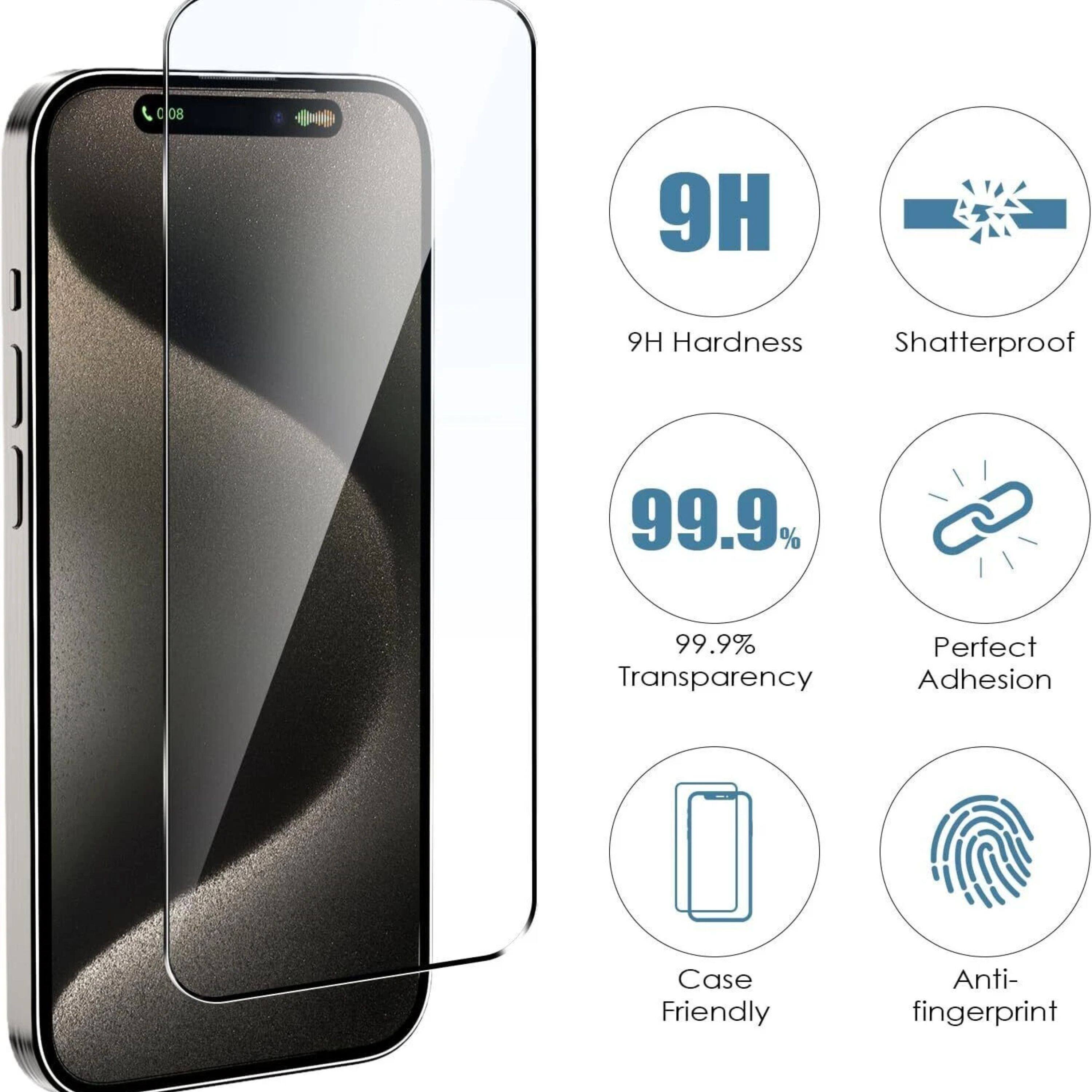 9H Hardness  
Shatterproof  
99.9% Transparency  
Perfect Adhesion  
Case Friendly  
Anti-fingerprint
