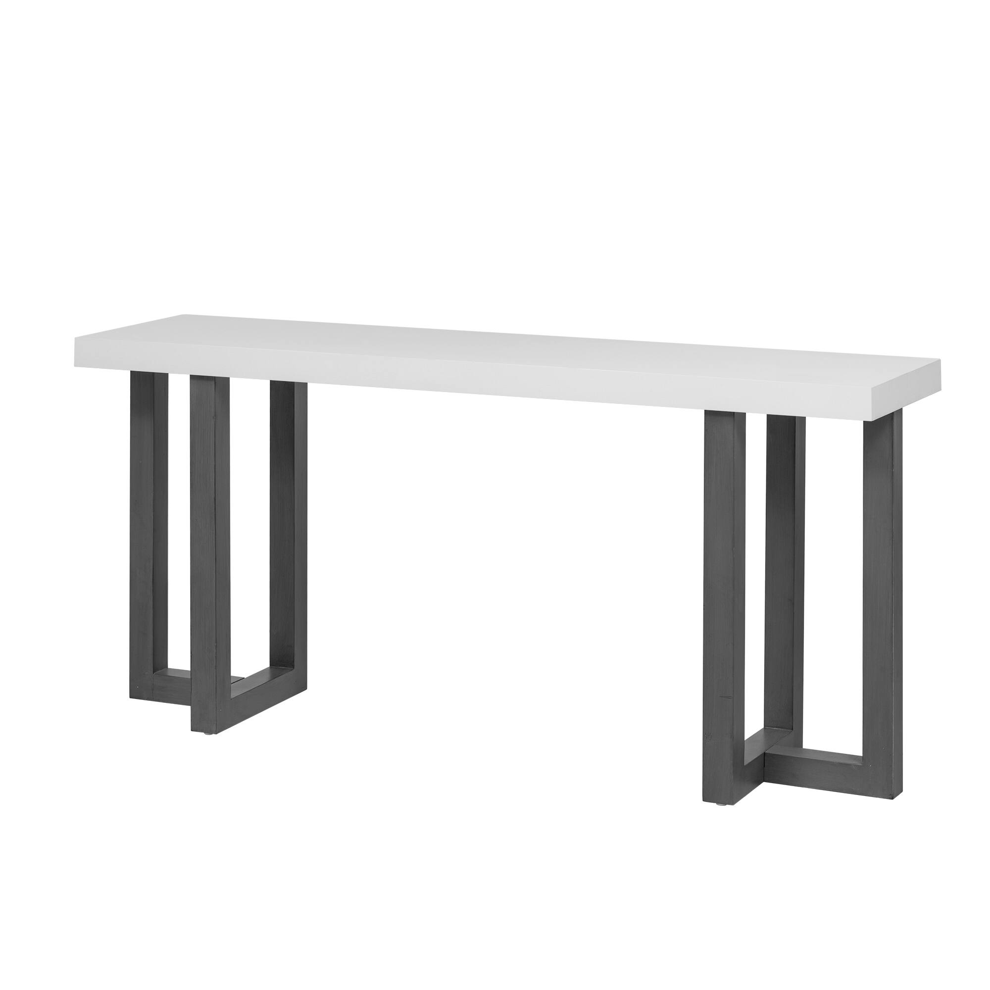 Back. TinyHomie - Geometric Design Console Table with Solid Pine Legs Suitable for Entryway Hallway Living Room Bedroom - Gray and White.