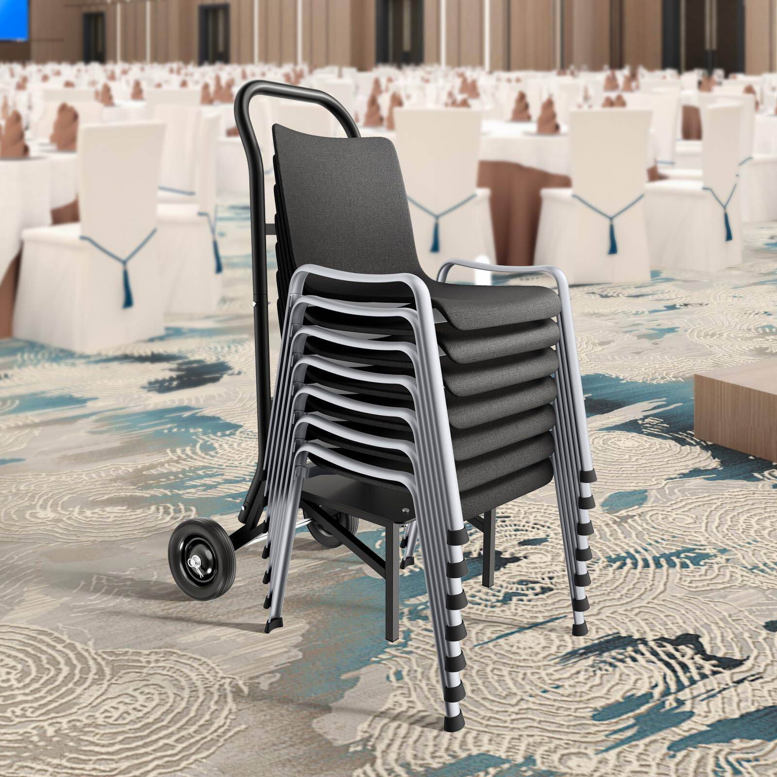 Alt View 4. JETRANSPORT - Folding Chair Rack 150 Lbs Capacity Heavy-duty Cart For Stacking 10 Chairs Multi-function Metal Storage - Horizontal.