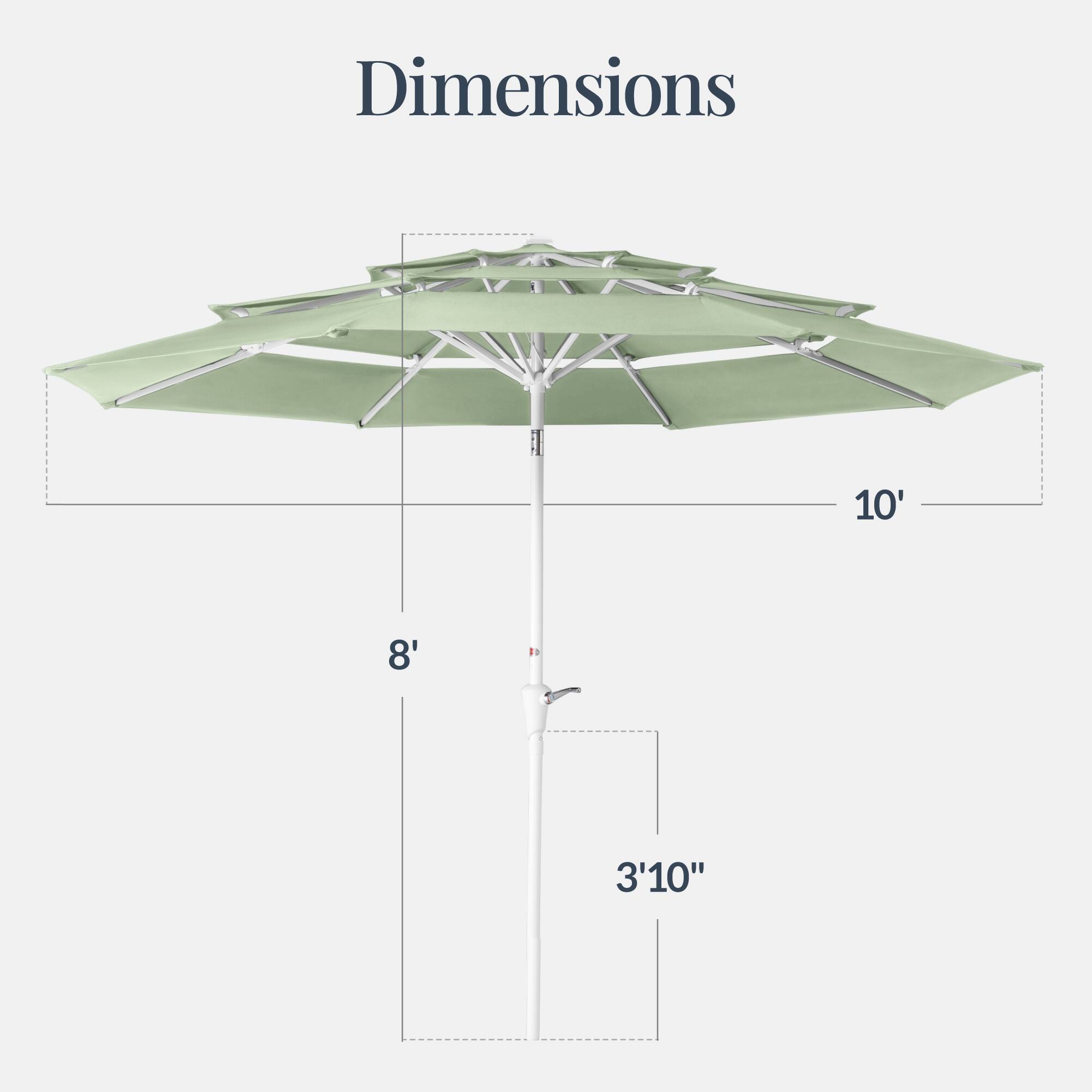 Dimensions: 10' x 8' x 3'10"