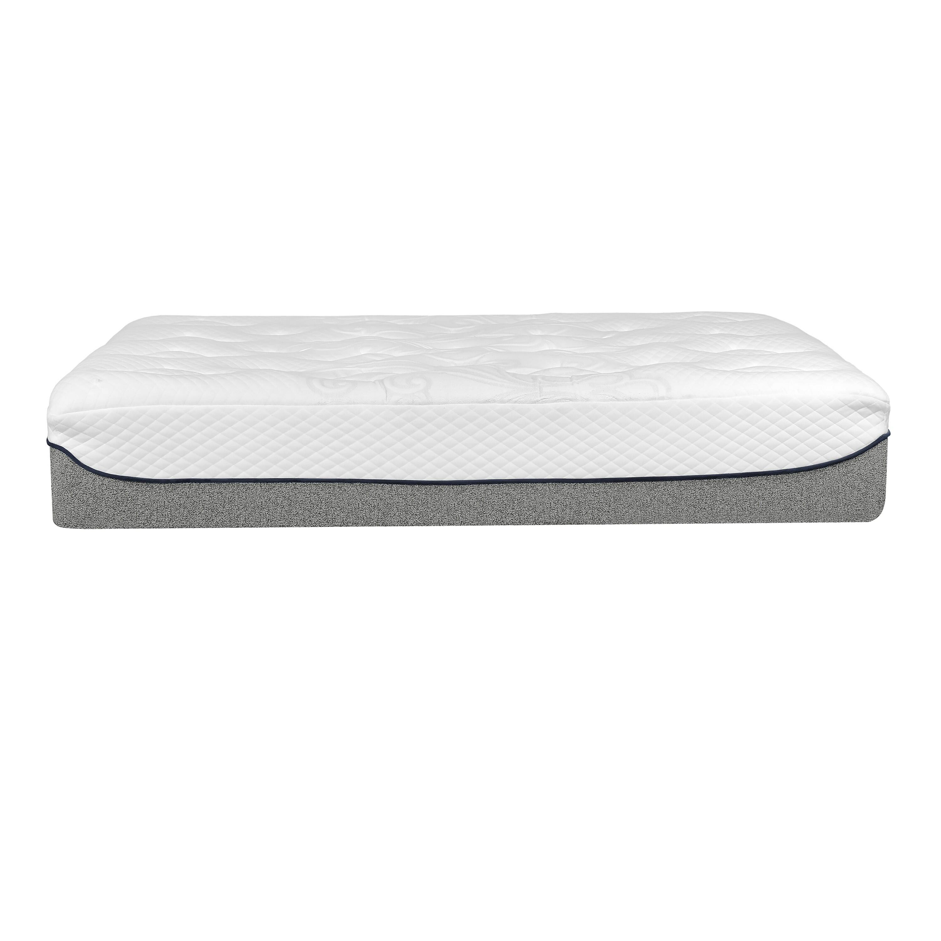 Left. Manhattan Lane - Divy Full Size 13 Inch Mattress, Cool Gel Memory Foam, Jacquard Fabric - White, Gray.
