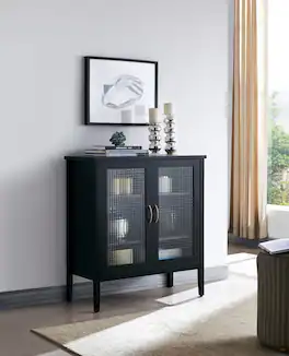 Kings Brand Furniture - Lisle 2 Door Accent Storage Cabinet - Black